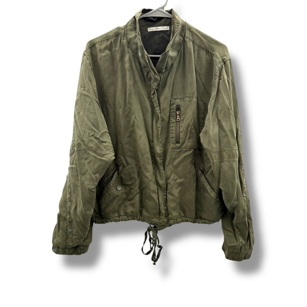 Young Fabulous & Broke Utility Bomber Jacket Womens Large Olive Green Tencel